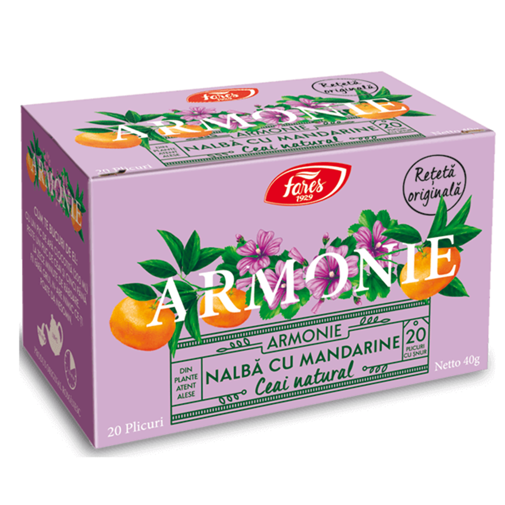 Ceai nalba si mandarine Armonie, 20 plicuri, Fares
