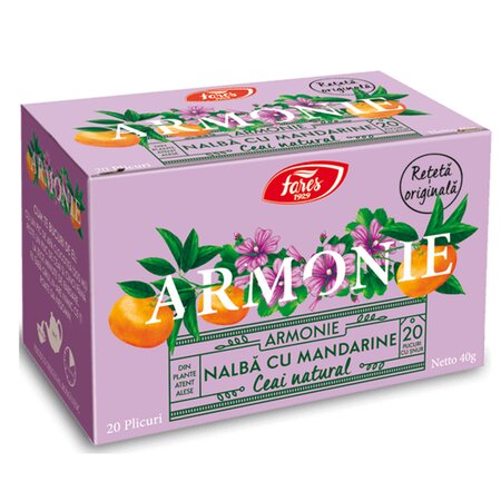 Ceai nalba si mandarine Armonie, 20 plicuri, Fares