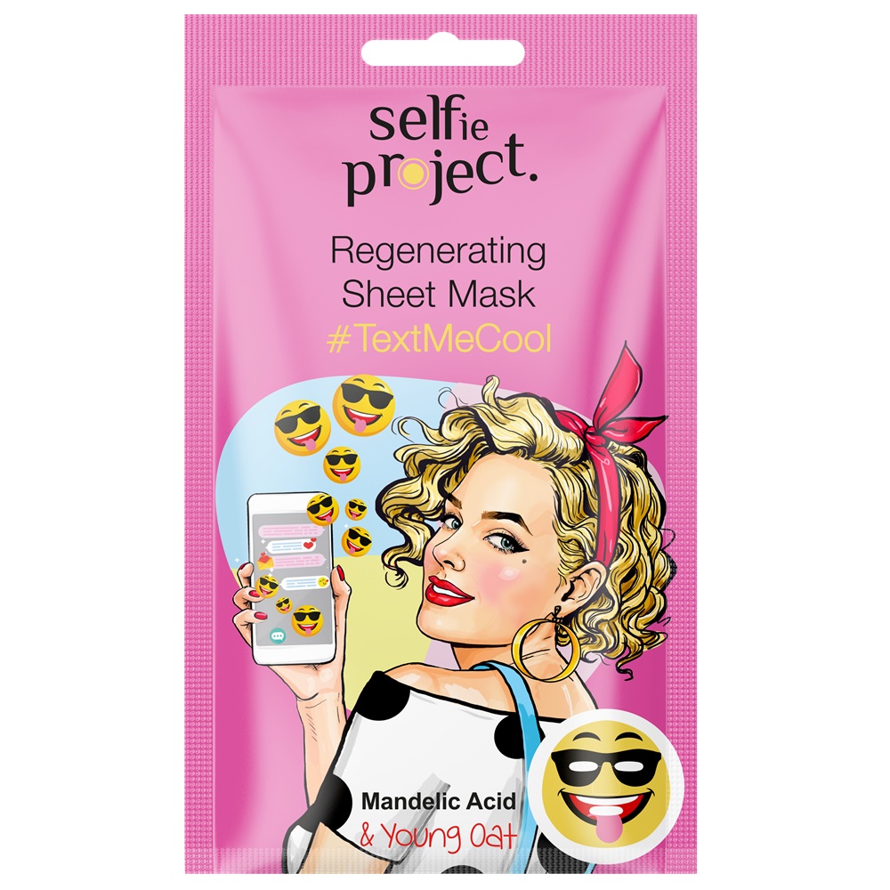 Masca de fata pentru netezire Text Me Cool Emoji Mask, 15 ml, Selfie Project