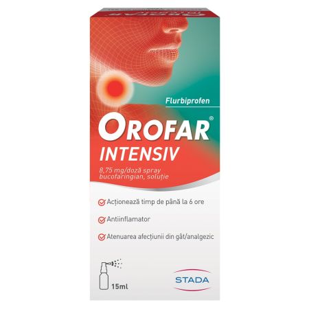Orofar Intensiv, 8,75 mg/ doză spray bucofaringian, soluție, 15 ml, Stada