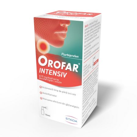 Orofar Intensiv spray bucofaringian, solutie, 8,75 mg/ doza, 15 ml, Stada 701624