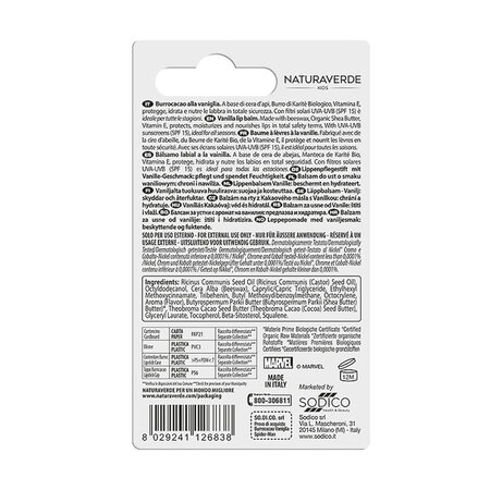 Balsam de buze cu aroma de vanilie SPF15 UVA-UVB Spider-man, 5.7 ml, Naturaverde 621284