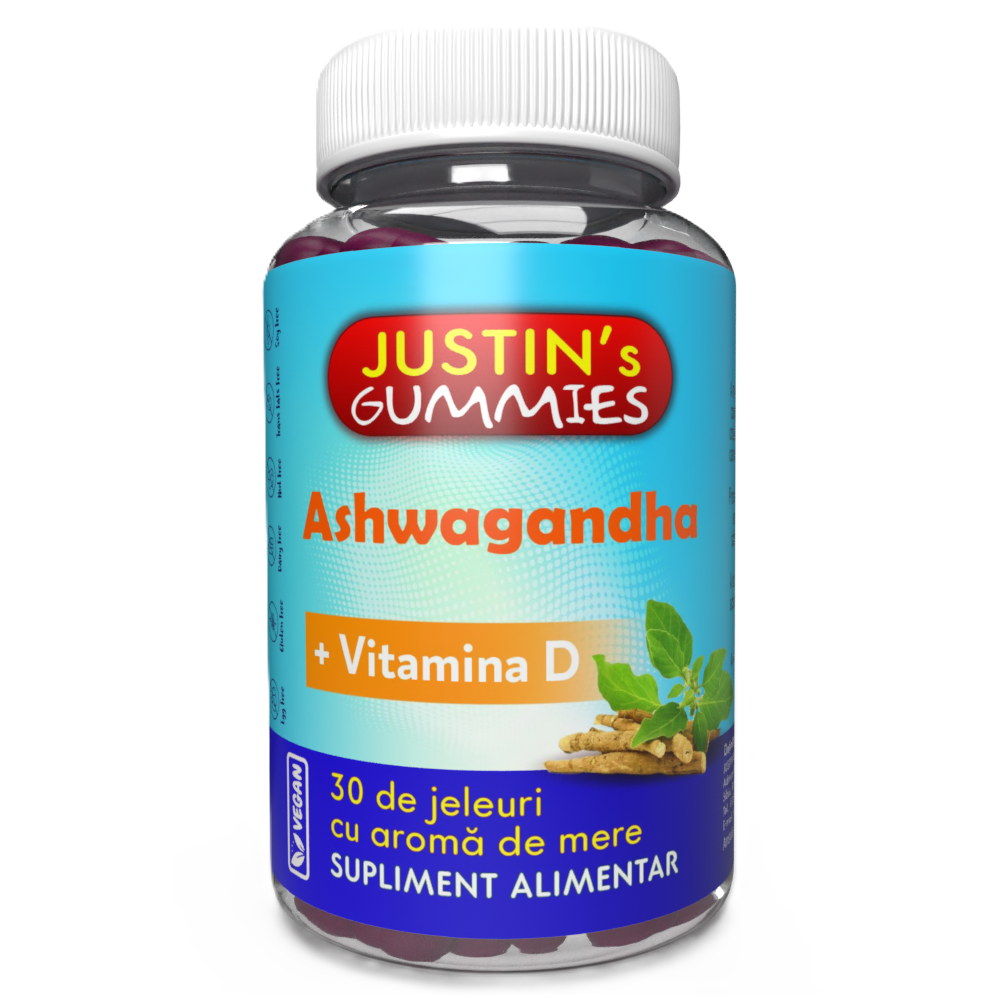 Jeleuri Ashwagandha + Vitamina D Justins, 30 bucati, Justin Pharma