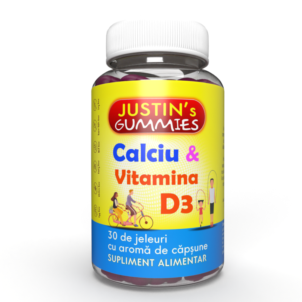 Jeleuri Calciu + Vitamina D3 Justins, 30 bucati, Justin Pharma