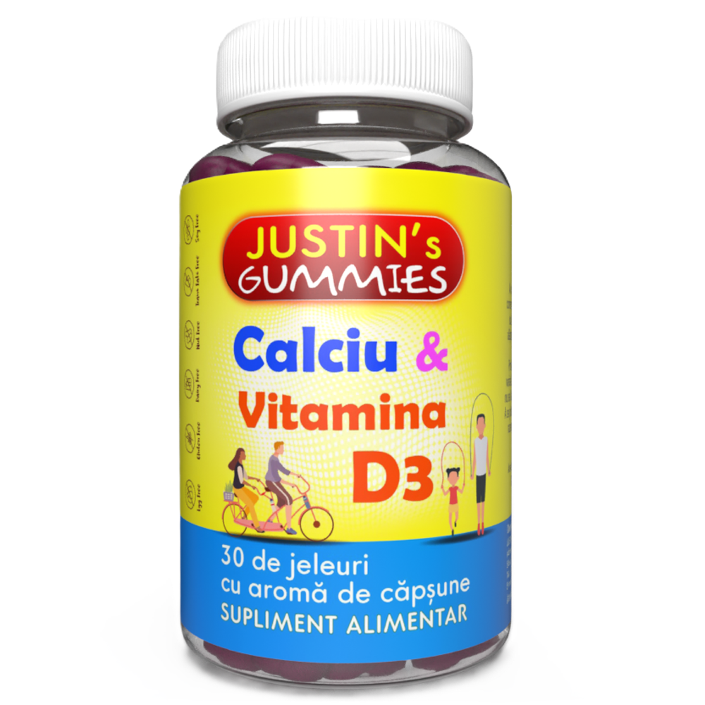 Calciu si Vitamina D3 Justins, 30 jeleuri, Justin Pharma