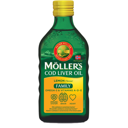 Omega 3 ulei ficat de cod cu aroma de lamaie Family, 500 ml, Moller's