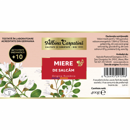 Miere de salcam, 400 g, Albina Carpatina 621632