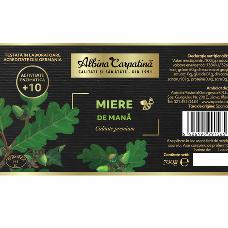 Miere de mana, 700 g, Albina Carpatina 621676