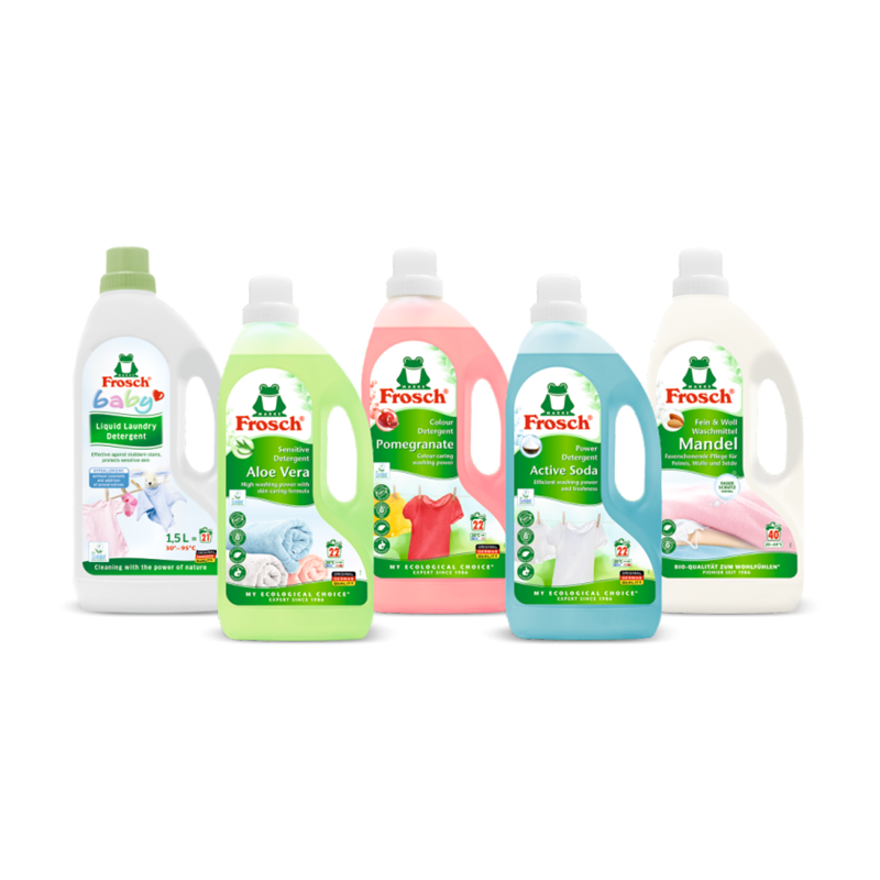 Pachet detergent de rufe cu ingrediente naturale, 5 x 1500 ml, Frosch