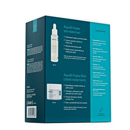 Pachet Ser hidratant Aquafil Hydra 30 ml + Crema hidratanta Aquafil Hydra Rich 50 ml, Ivatherm 674562