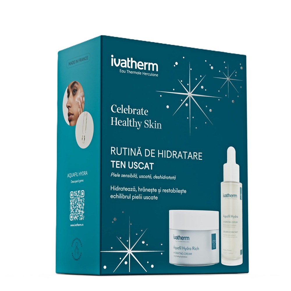 Pachet Ser hidratant Aquafil Hydra 30 ml + Crema hidratanta Aquafil Hydra Rich 50 ml, Ivatherm