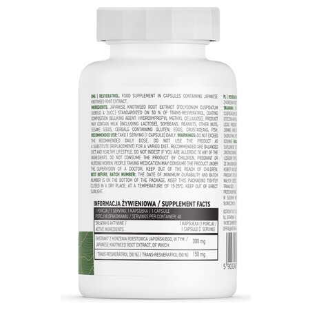 Resveratrol, 60 capsule vegetale, OstroVit 622031
