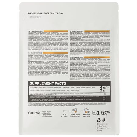 Creatina monohidrata cu aroma de portocale, 300 g, OstroVit 665108
