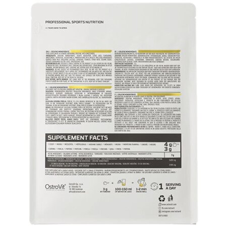 Creatina Monohidrata Cu Aroma De Lamaie, 500 g, OstroVit 693015