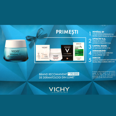 Pachet crema intens hidratanta 72h Mineral 89, 50 ml, Vichy 624109