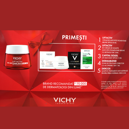 Pachet Crema de zi cu SPF 50 impotriva petelor pigmentare Liftactiv B3, 50 ml, Vichy 624110
