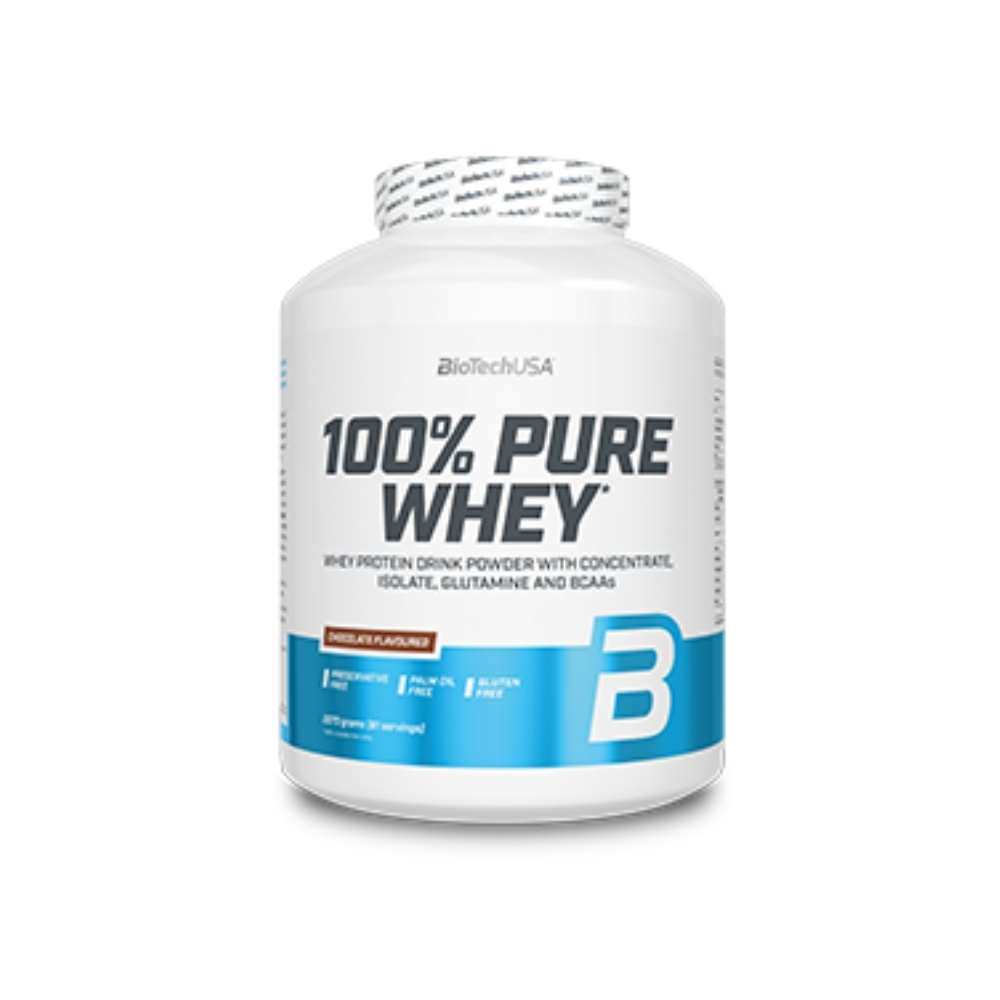 Pudra proteica cu ciocolata 100% Pure Whey, 2270g, Biotech USA