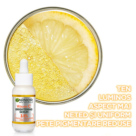 Set Serum cu Vitamina C cu efect de stralucire 30 ml + Serum de noapte cu Vitamina C Pura 30 ml Skin Naturals, Garnier 623077