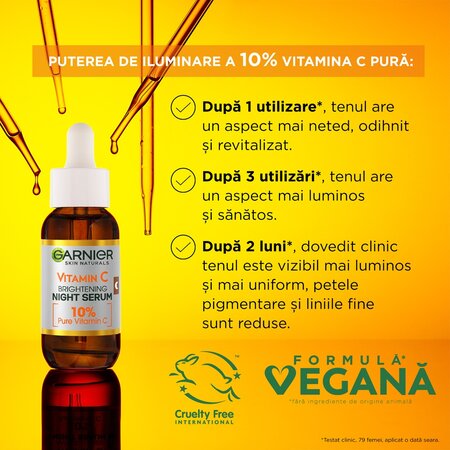 Set Serum cu Vitamina C cu efect de stralucire 30 ml + Serum de noapte cu Vitamina C Pura 30 ml Skin Naturals, Garnier 623078