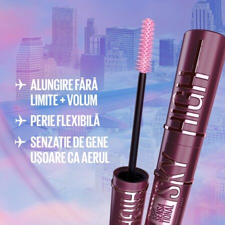 Pachet Apa micelara 3 in 1 pentru ten sensibil Skin Naturals, 400 ml, Garnier + Mascara Nuanta Burgundy Haze Lash Sensational Sky High, 7.2 ml, Maybelline 673668
