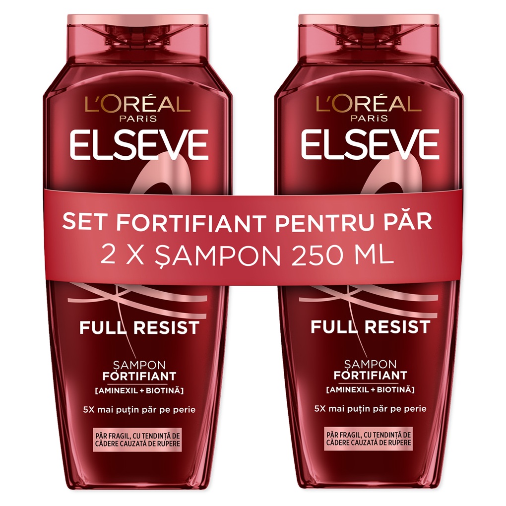 Pachet Sampon fortifiant pentru par fragil cu tendinta de cadere Full Resist, 250 ml + 250 ml, Elseve