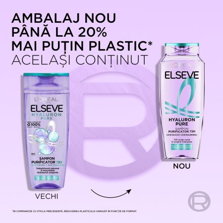 Pachet Sampon pentru scalp si radacini grase si lungimi deshidratate Hyaluron Pure, 250 ml + 250 ml, Elseve 673663