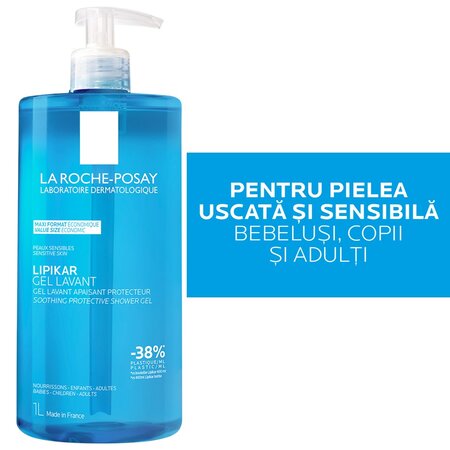 Gel de curatare calmant pentru pielea sensibila sau uscata Lipikar, 1000 ml, La Roche Posay 623217