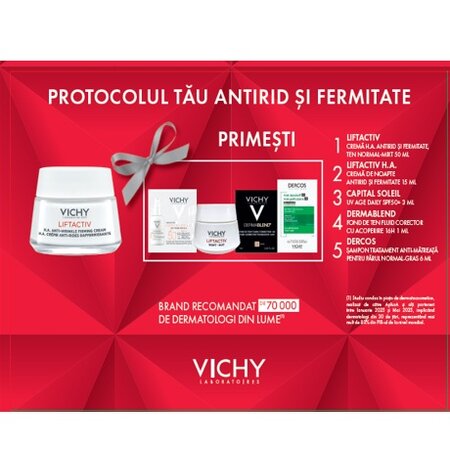 Pachet crema antirid si fermitate pentru ten normal-mixt Liftactiv, 50 ml, Vichy 623355