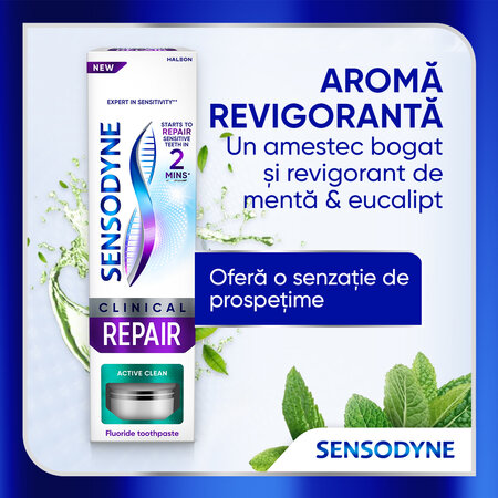 Pasta de dinti pentru sensibilitate dentara Clinical Repair Active Clean, 75 ml, Sensodyne 623375
