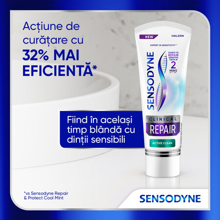 Pasta de dinti pentru sensibilitate dentara Clinical Repair Active Clean, 75 ml, Sensodyne 623371
