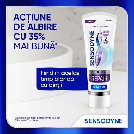 Pasta de dinti pentru sensibilitate dentara Clinical Repair Active White, 75 ml, Sensodyne 623384