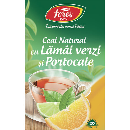 Ceai cu Lamai verzi si Portocale, 20 plicuri, Fares 623856