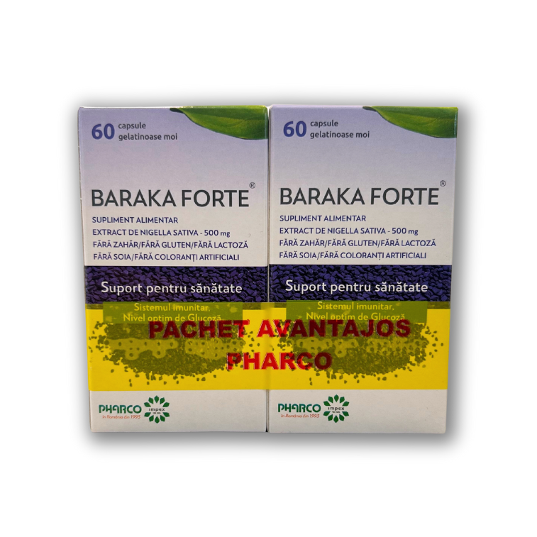 Pachet Baraka Forte, 500 mg, 60 + 60 capsule moi, Pharco