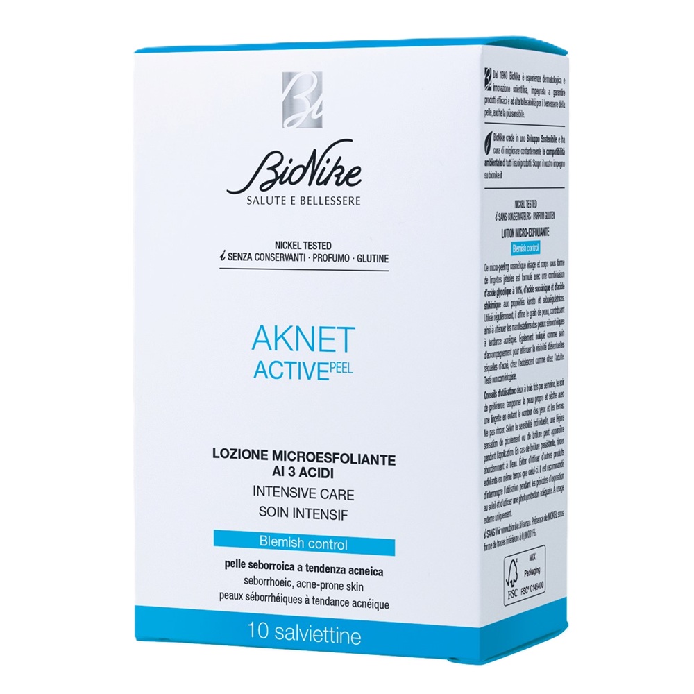 Acid lotiune microexfolianta cu 3 acizi Aknet, 10 servetele, Bionike