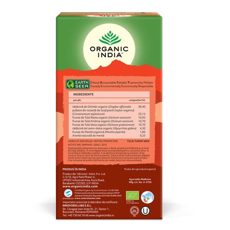 Ceai Tulsi Tummy, 25 plicuri, Organic India 714096
