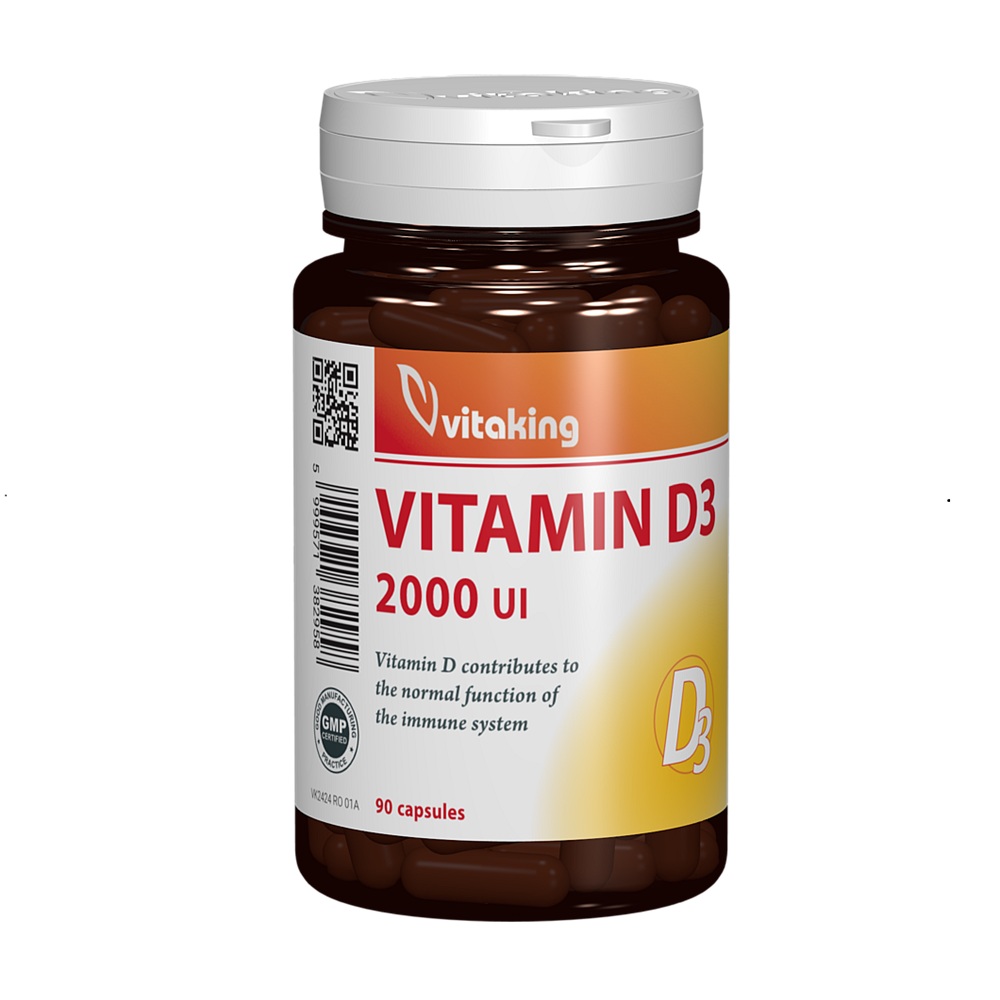 Vitamina D3, 2000UI, 90 capsule, Vitaking