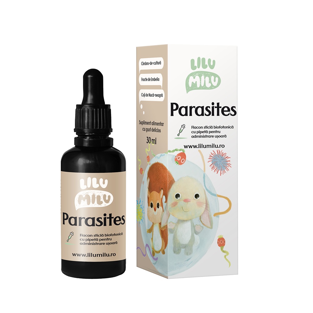 Picaturi pentru paraziti intestinali Parasites, 30 ml, Lilu Milu