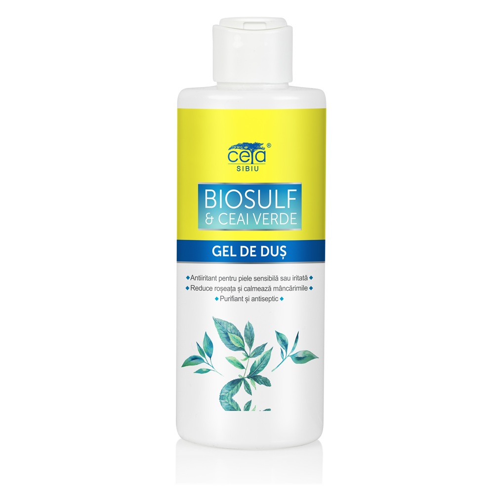 Gel de dus cu biosulf si ceai verde, 200 ml, Ceta Sibiu