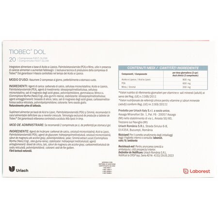 Tiobec Dol, 20 comprimate filmate, Laborest Italia 721191
