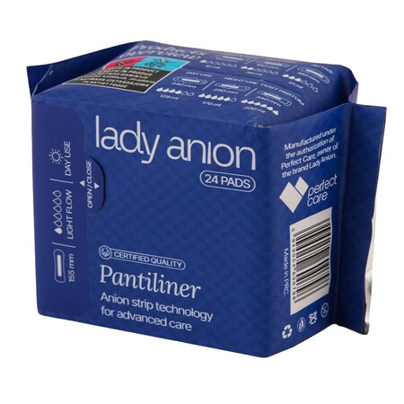 Absorbante zilnice cu bumbac organic Pantiliner 155mm, 24 bucati, Lady Anion 719734