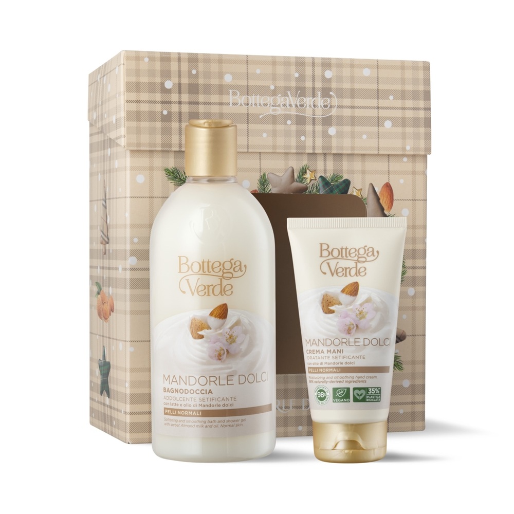 Set Craciun Gel de dus cu ulei de migdale dulci 400 ml + Crema de maini 75 ml Mandorle, Bottega Verde