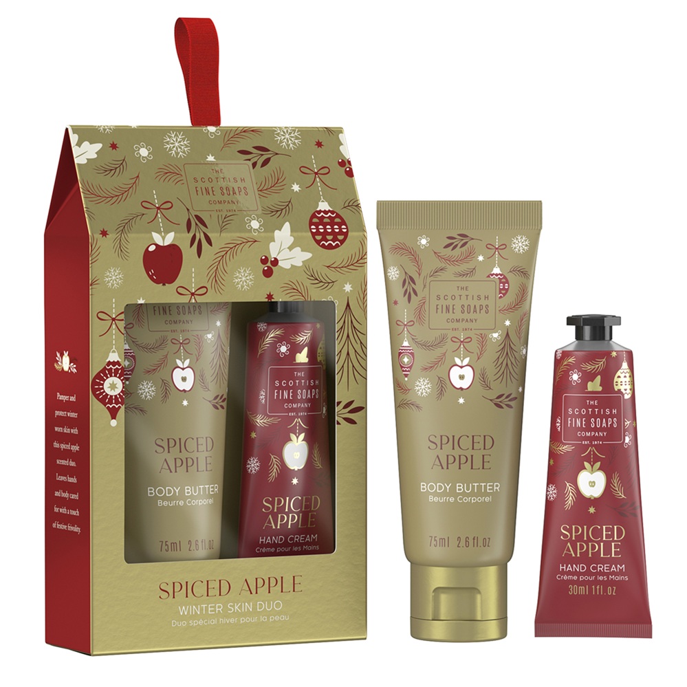 Set duo pentru îngrijirea pielii Spiced Apple, 1 x 75ml, 1 x 30ml, Scottish Fine Soaps