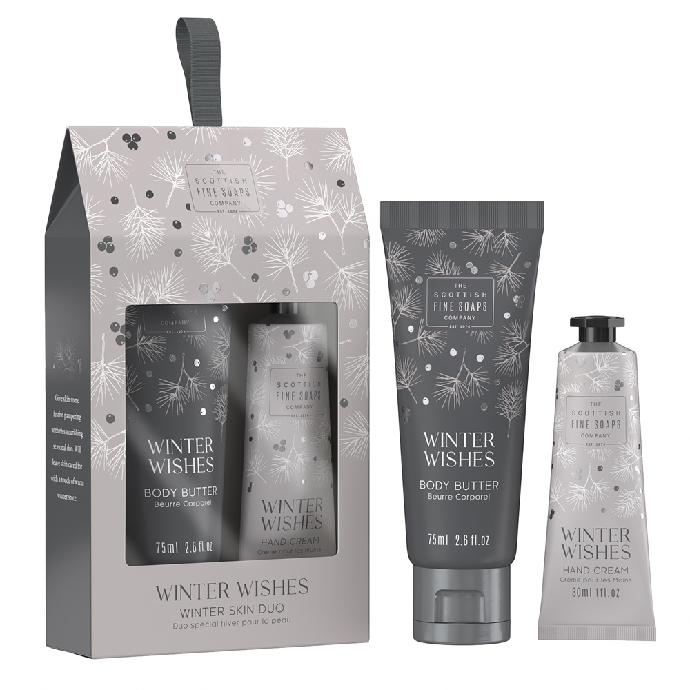 Set duo pentru ingrijirea pielii Winter Wishes, 1x75ml, 1x30ml, Scottish Fine Soaps