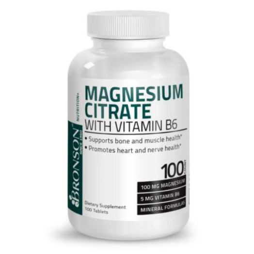 Magneziu citrat 100 mg + Vitamina B6 5 mg, 100 tablete, Bronson Laboratories