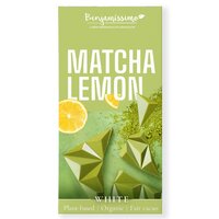 Ciocolata alba bio cu matcha si lamaie, 60 g, Benjamissimo