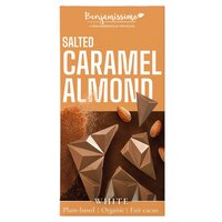 Ciocolata alba bio cu migdale si caramel sarat, 60 g, Benjamissimo