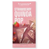 Ciocolata alba bio cu capsuni si quinoa, 60 g, Benjamissimo