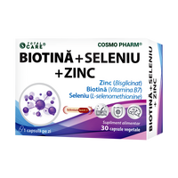 Biotina + Seleniu + Zinc, 30 capsule vegetale, Cosmopharm