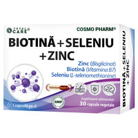 Biotina + Seleniu + Zinc, 30 capsule vegetale, Cosmopharm
