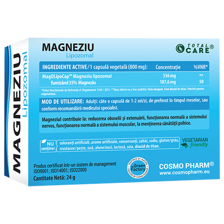 Magneziu Lipozomal, 30 capsule vegetale, Cosmopharm 628104
